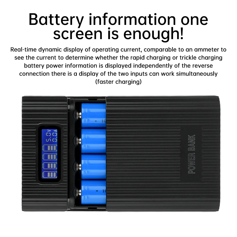 18650 Battery Holder Power Bank Case 18650*4 5V Dual USB Digital Display Charging DIY Shell for Mobile Phone Battery Storage Box