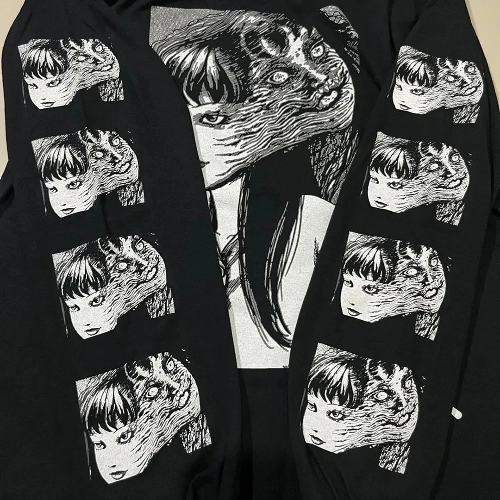 Mens T-shirt Devil Portrait Printed Gallery Unisex Long Sleeve Shirt Autumn Casual Street Versatile Japanese Top Men’s Clothing