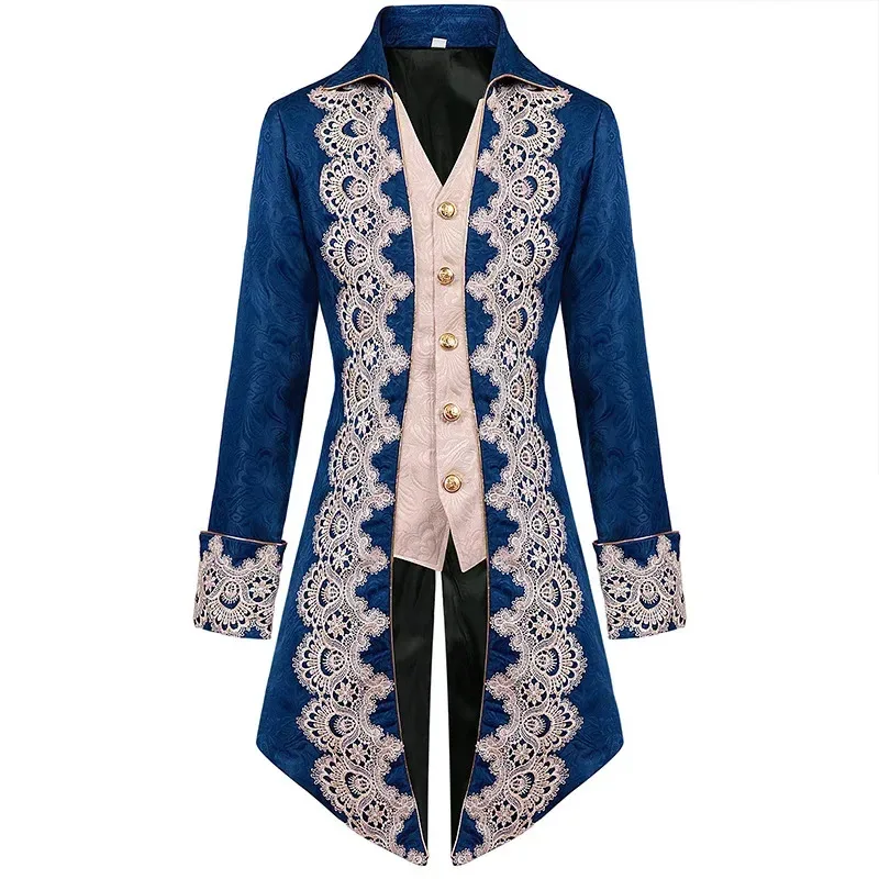 Cosplay Medieval Victorian Steampunk Gothic Coat Punk Tuxedo Adult Men Costume Halloween Tailcoat Trench Frock Outfit Overcoat A