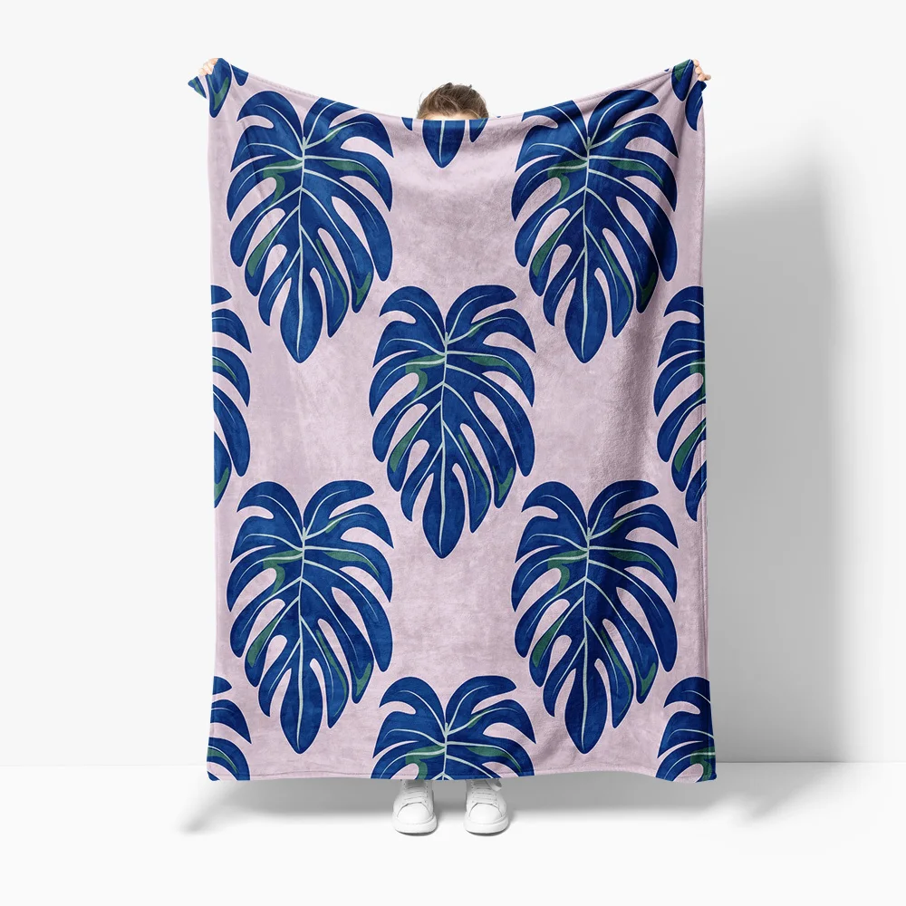 

Soft Printed Sofa Blanket with Monstera Leaves Bed Throw for Girls Teen Room Decor Gift