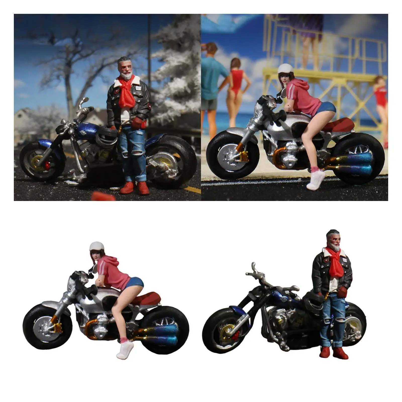 

Миниатюрная фигурка в масштабе 1/64, модель аксессуаров для кукольного домика мотоциклиста