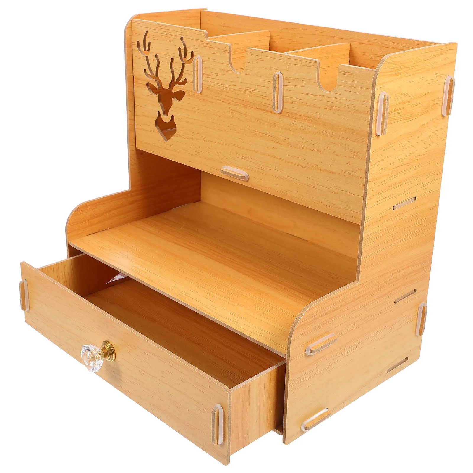 

Cherry Wood Desk Organizer Stationery Storage Racks Office Study Bedroom Multi-functional Desktop Accessories Pen Holder Large