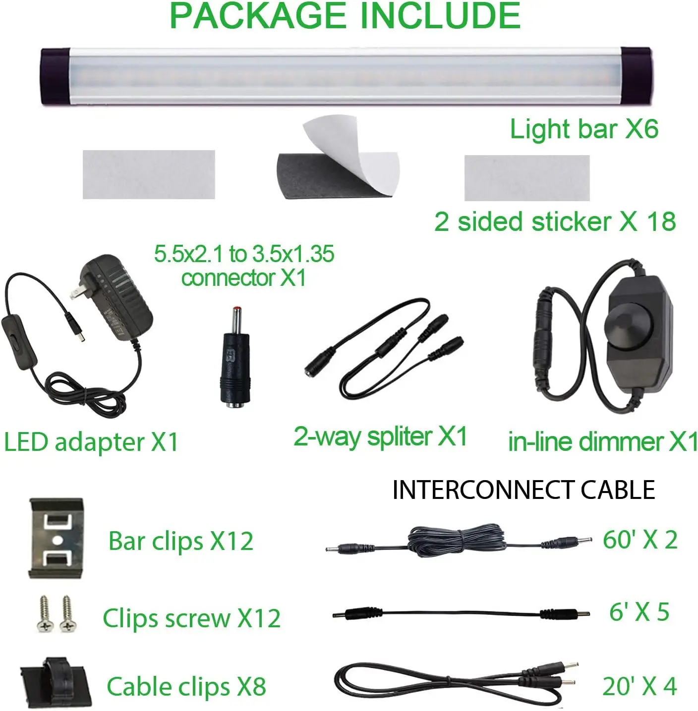 LED Under Counter Light Rigid Bar Kit, Plug in Corded Under Cabinet Lighting with 12V LED Dimmable Switch