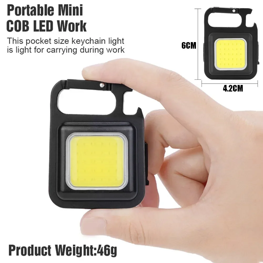 LED Working Light USB Rechargeable Mini Flashlight Portable Bright Keychain Pocket Clip Lantern Outdoor Hiking Fishing Camping