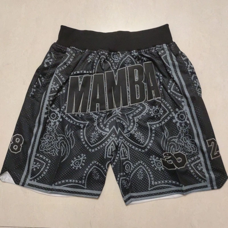 

Basketball Shorts Oversize Men Legend 24 Bryant Sport Black MAMBA Embroidery High Street Hip Hop Pocket Breathable Middle Pants