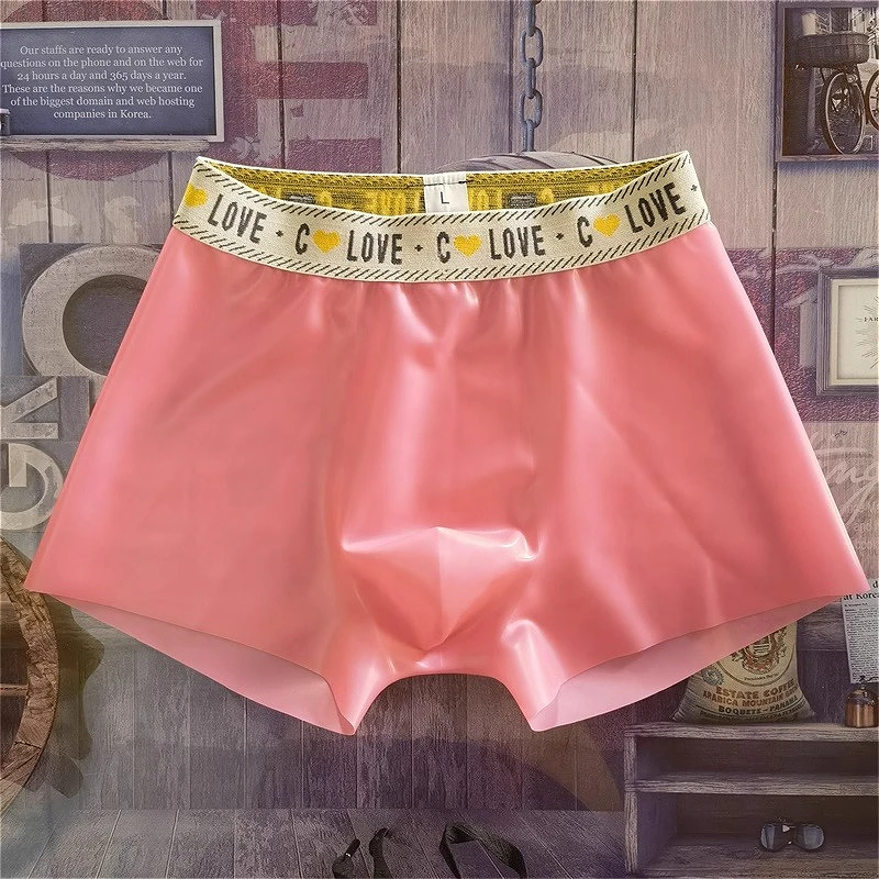 

Latex Flat Boxers Sexy Men's Rubber Erotic Shorts Pouch Underwear Transparent Silky Male Lingerie Tight Gay Panties Nightwear