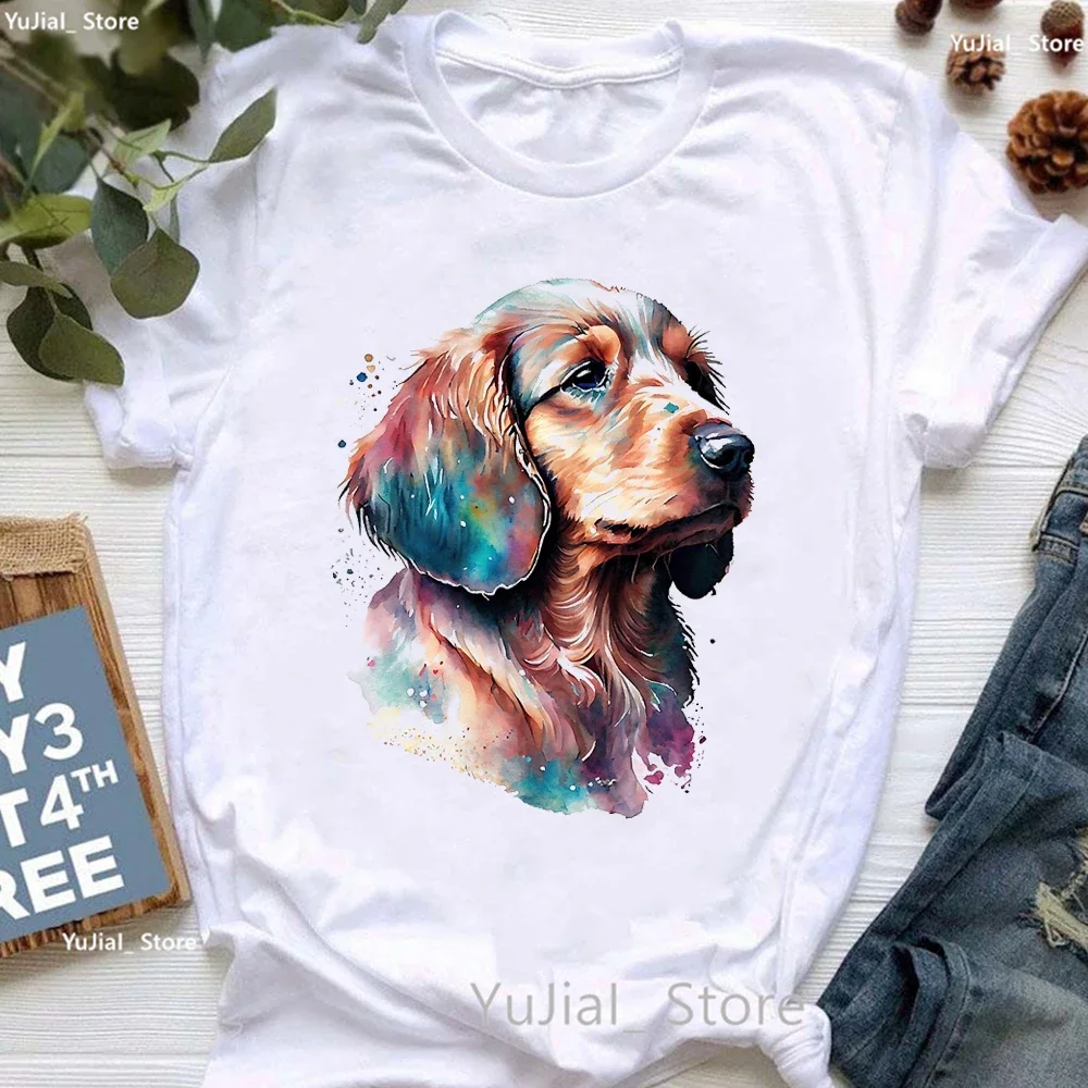 Golden Retriever Hunting Dogs Animal Printed T Shirt For Girls Australian Shepherd Dog With Flower Tshirt Women Harajuku Shirt