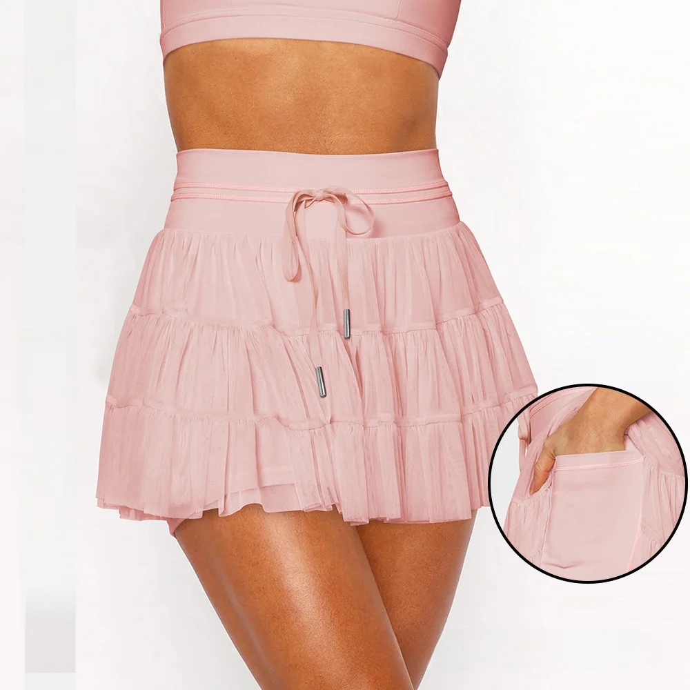 Safety Shorts Women's Summer  Skirt Casual Style Anti-Light Checkered Net Belted Half-length Skirts Standard Fit 2025 Autumn