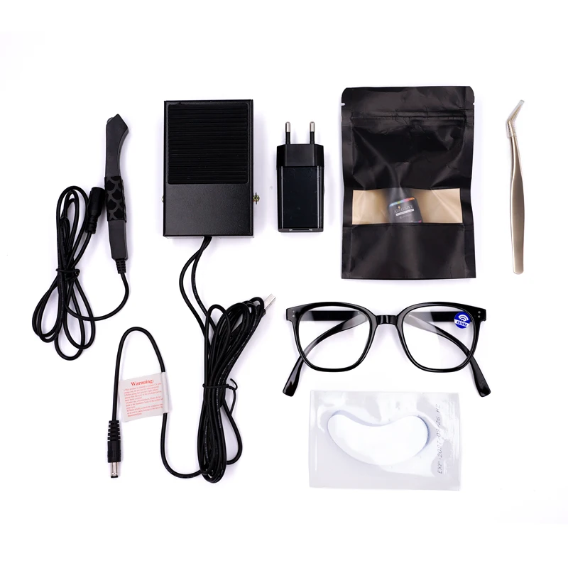 1 conjunto multifuncional ultravioleta uv cola cura lâmpada pinças de extensão de cílios maquiagem aço inoxidável 3d clipe preciso cílios