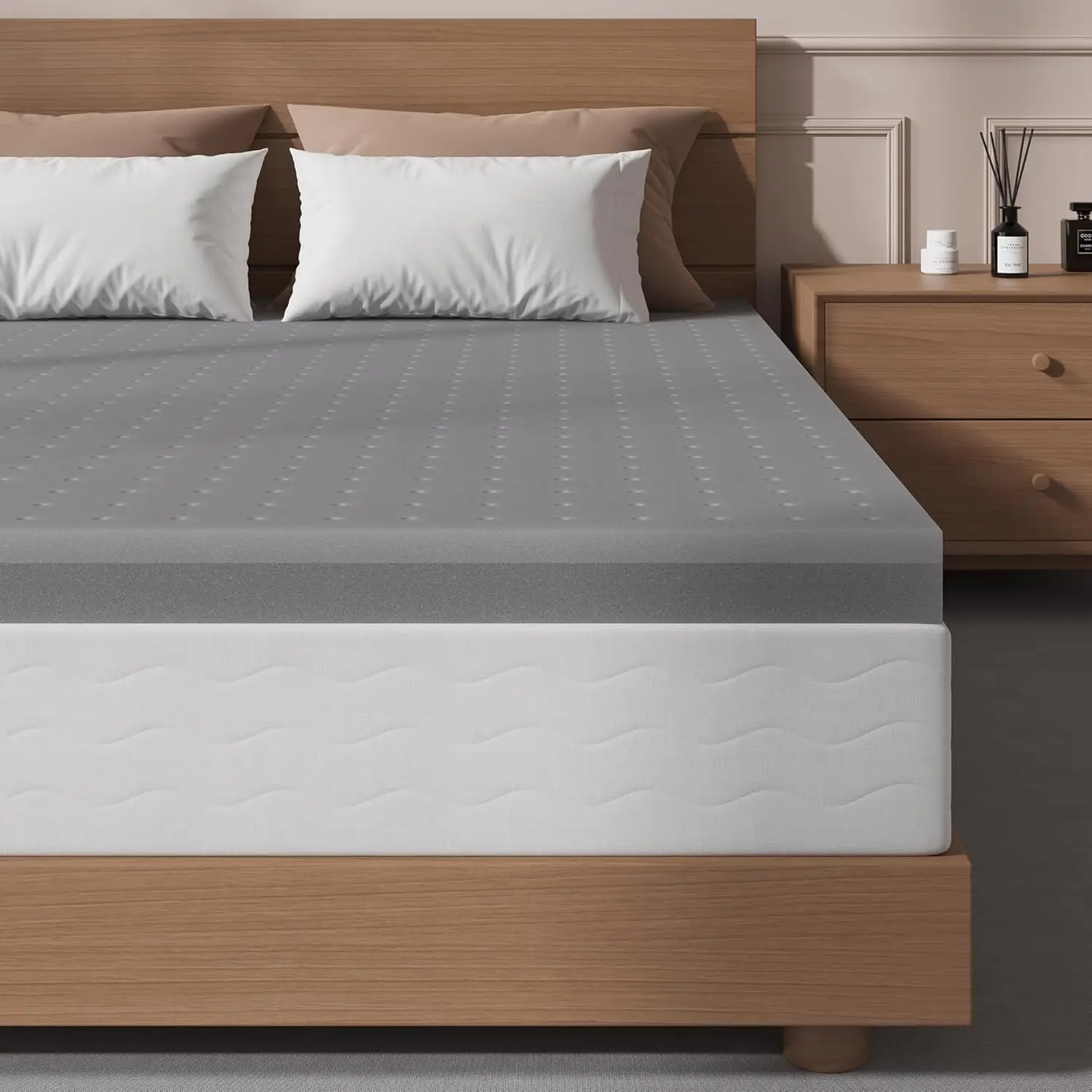 

Extra Firm Mattress Topper Queen Size 3 Inch - Firm Memory Foam Mattress Topper for Pain Relief - Ventilated High Density Foam