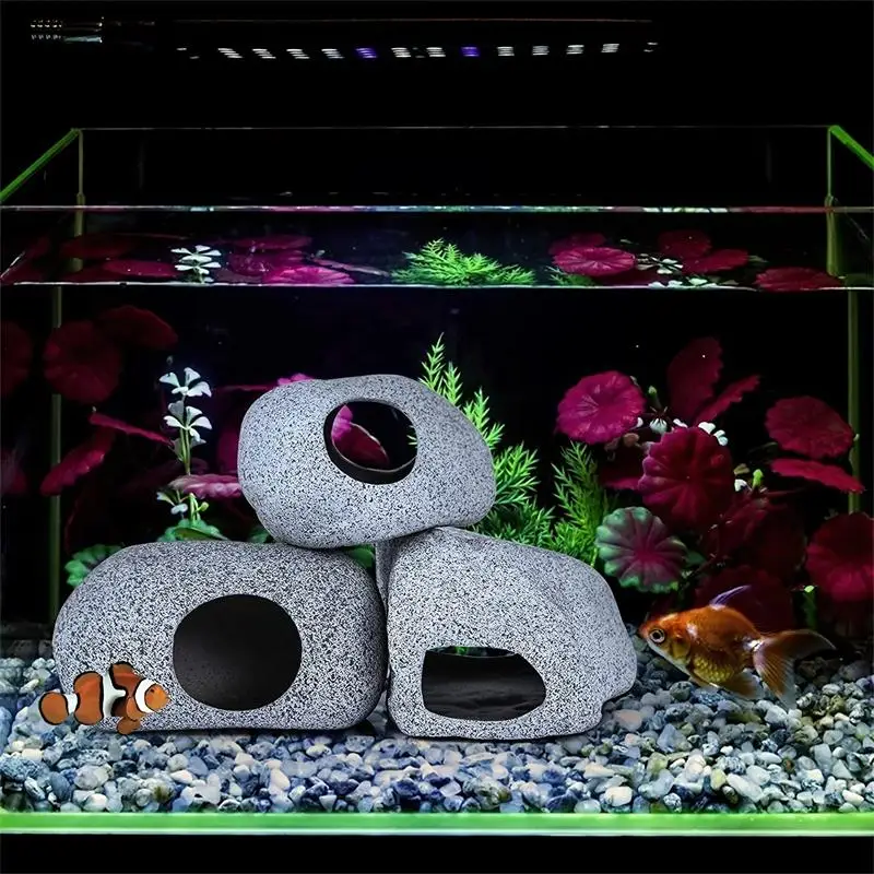 Ceramics Fish Tank Cave Stone Landscaping Decoration Shrimp Shelter Breeding Tank Aquarium Cave Fish Tank Accessories