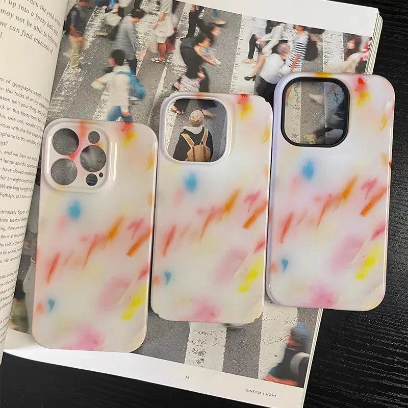 Pink Girl Dopamine Painting Phone Case for IPHONE 17 Air 16E 15 PROMAX 14 Plus 13 12 MINI 11 PRO 16Plus XR Acrylic Phone Cover