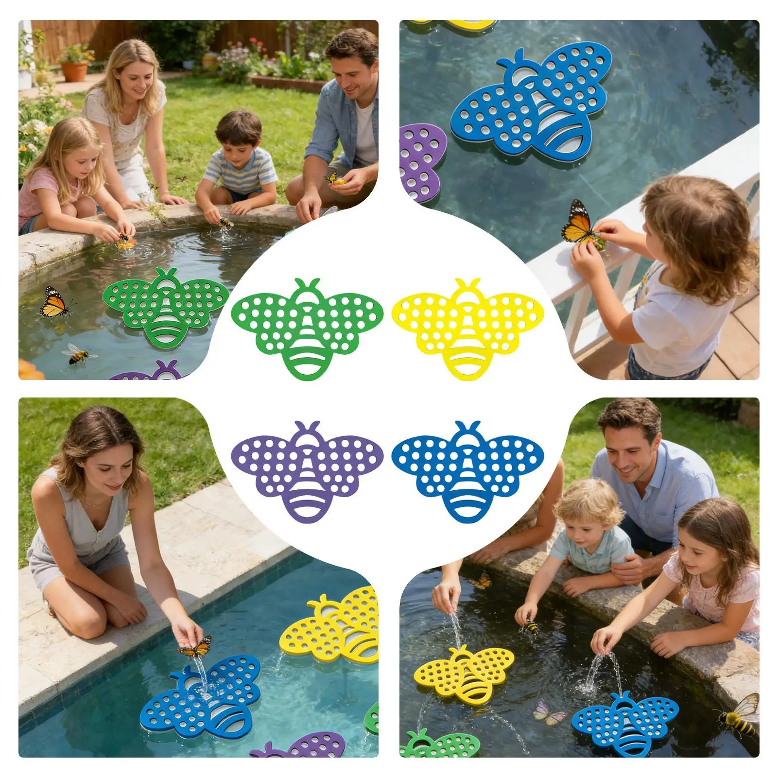 Bee Waterer 4 Pieces Floating Foam Decorative Fun Bee Island Garden Decor For Outdoor Porch Courtyards Terraces Yard Patio Lawn