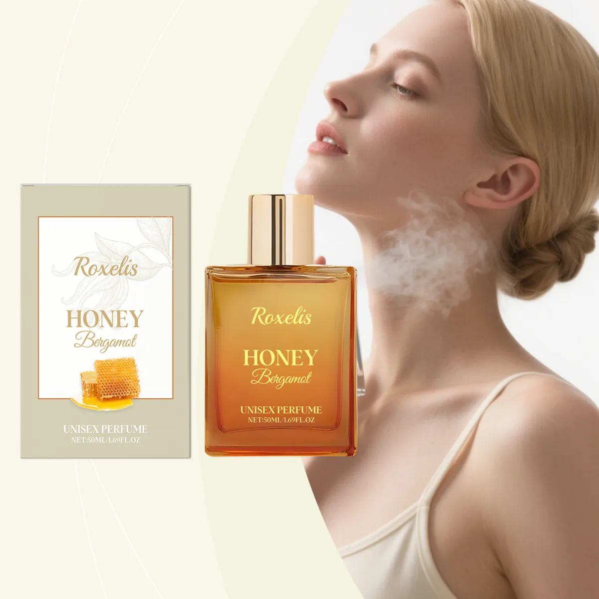 50ml Unisex Eau de Parfum, Honey Bergamot Fragrance, Long Lasting Scent Perfume for Men Women, Suitable for Daily Dating Party