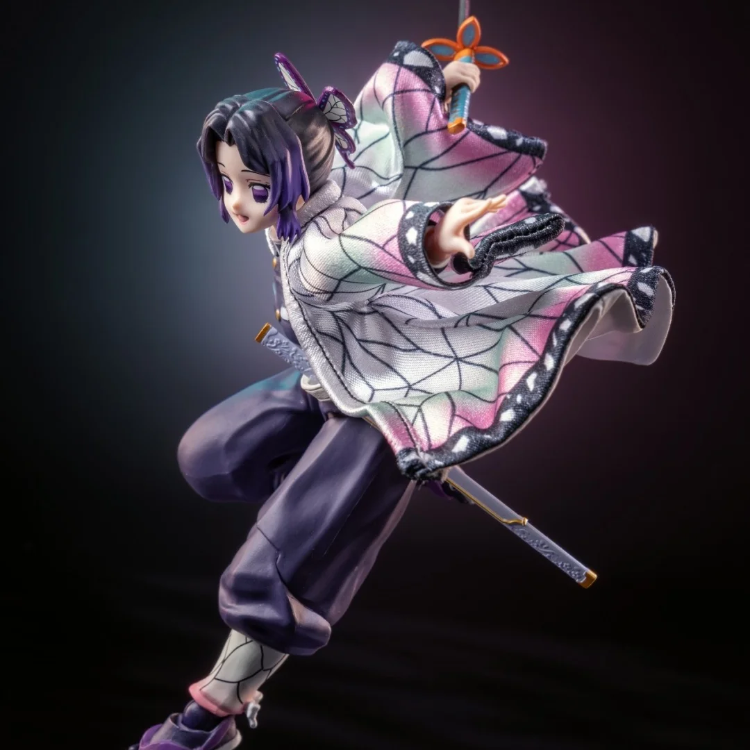 Demon Slayer Shf Anime Handmade Kochou Shinobu Cloak Insect Pillar Feather Weaving Built In Iron Wire Is Suitable for 1/12 Toy