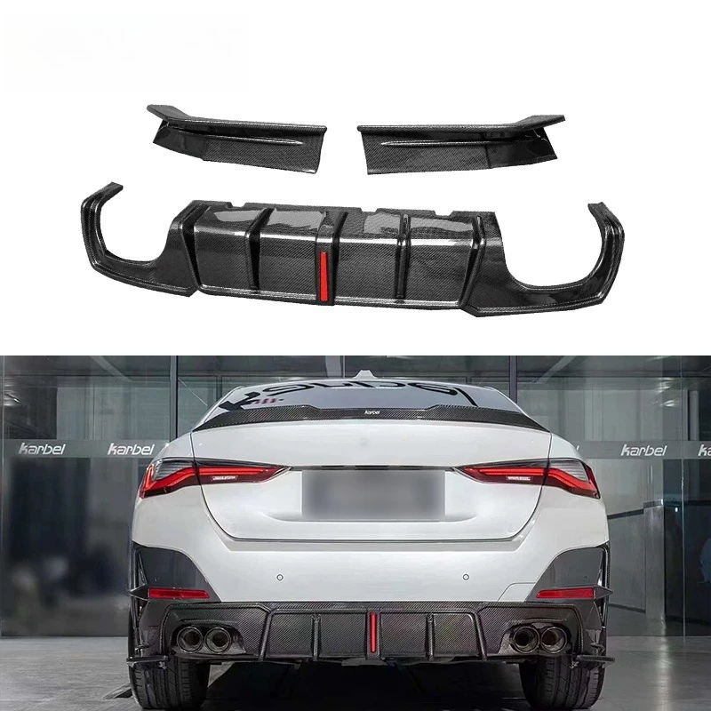 Carbon fiber rear lip diffuser with lamp rear shovel tail lip angle wrap steam accessories