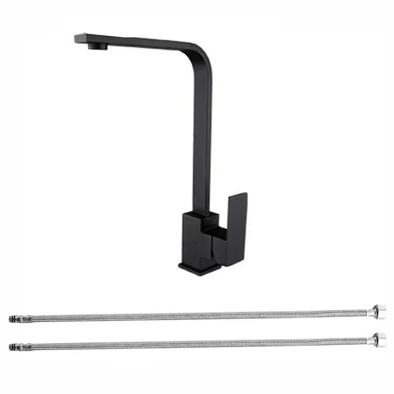 

Hot and cold Pure Water Sinks Deck Mounted Mixer Tap Kitchen Faucet 360 Rotation Drinking Water Single Hole Black