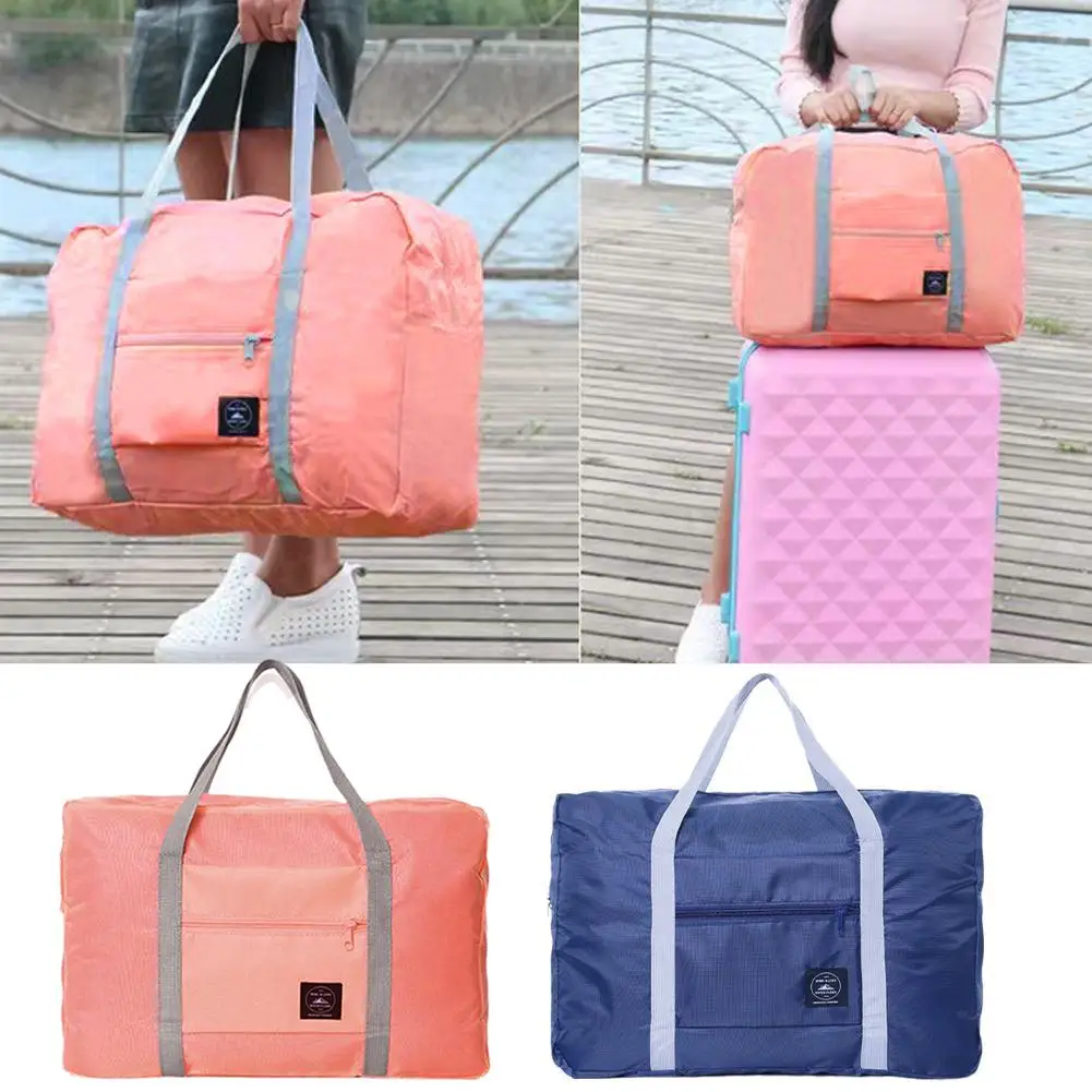 1Pc Red/Navy/Green Multifunctional Folding Travel Bag Single Shoulder Hand Luggage Bag Large Capacity Luggage Storage Waterproof