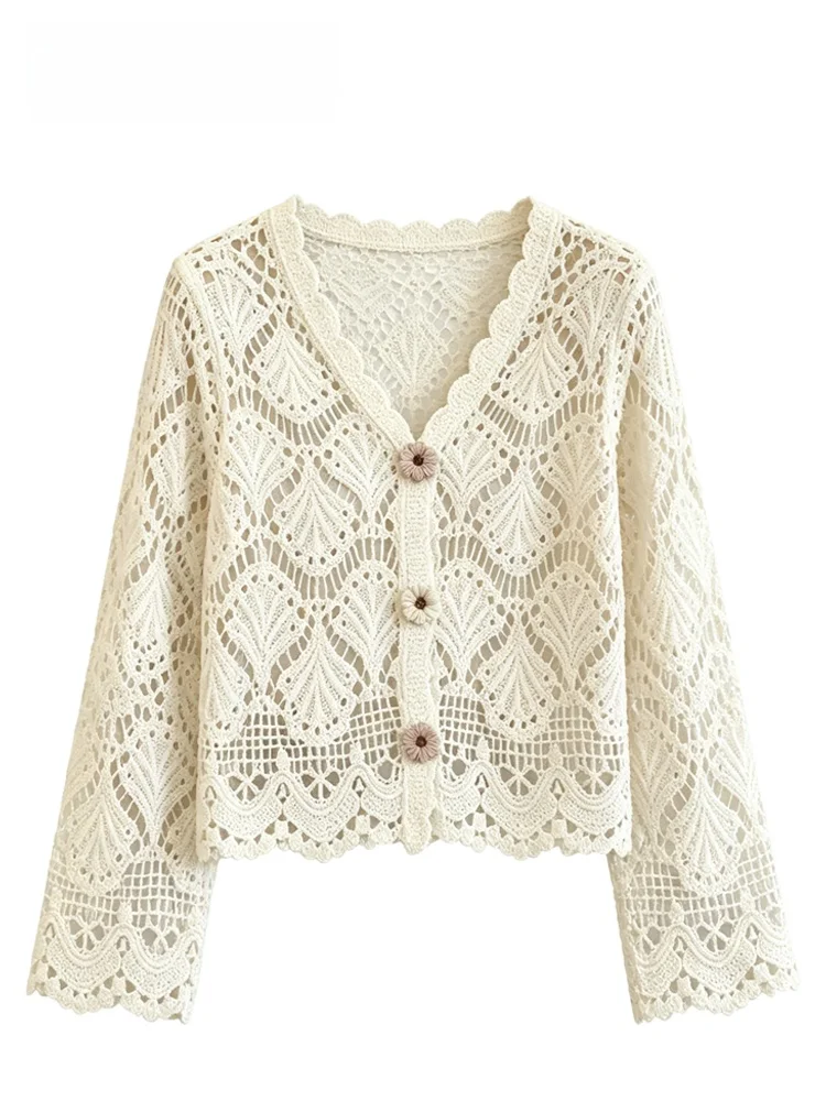 CaraCLUB plus Size Women's Open Cardigan Long Sleeve Hollow out Shoulder Length Outerwear Autumn Fashion plus Size Top
