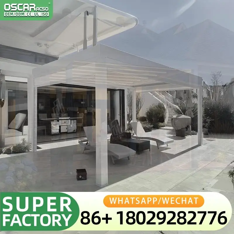 Wall Mounted Retractable Aluminum Outdoor Structure for Garden Backyard Balcony 3x4 Waterproof pergola