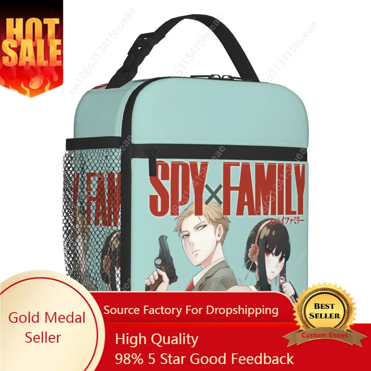 Custom Spy X Family Anya Anime Lunch Bag Men Women Warm Cooler Insulated Lunch Box for Adult Office