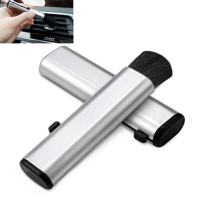 

Car Retractable Cleaning Brush Air Conditioner Computer Cleaning Brush Telescopic Keyboard Plastic Handle Wool Small Brush