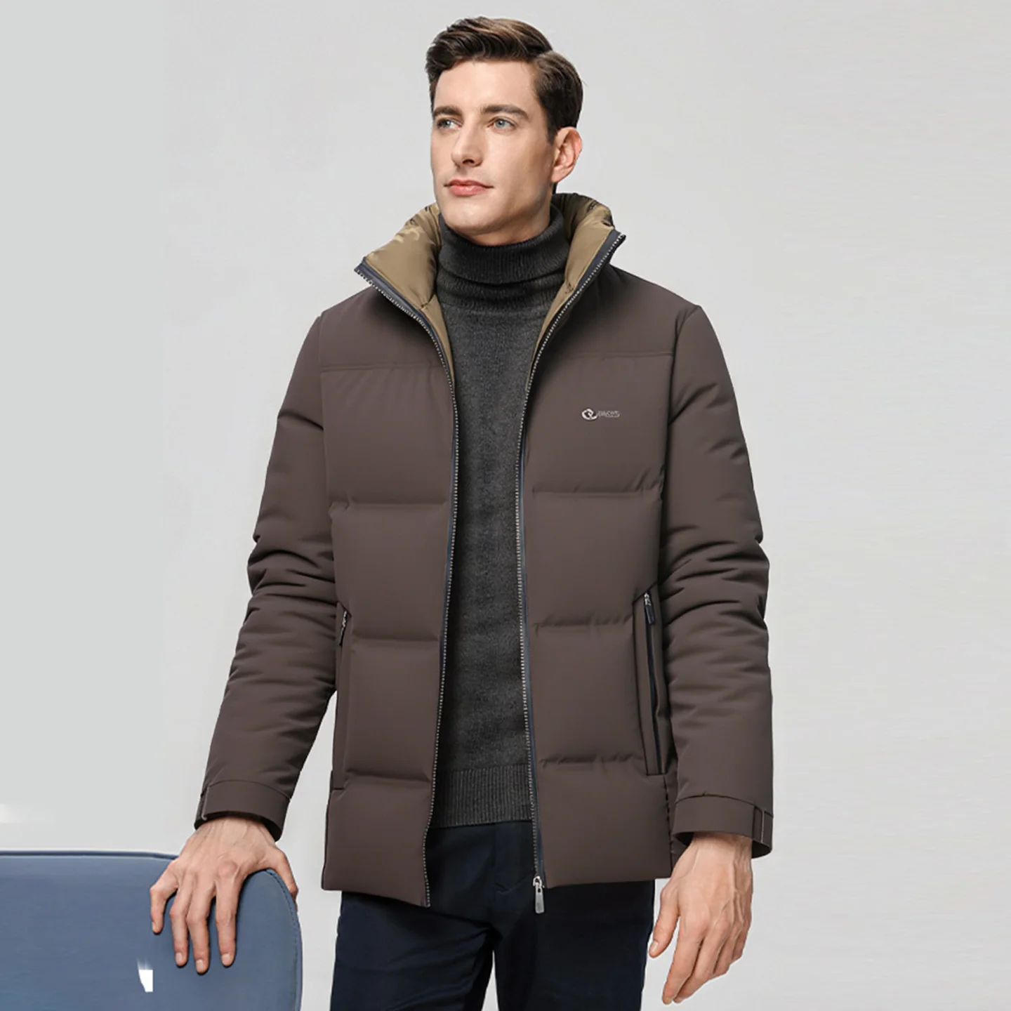 

Мужское зимнее теплое хлопковое джинто с 3D воротником-стойкой, длинное пальто Sve Top Faion Urban Sle из полиэфирного волокна