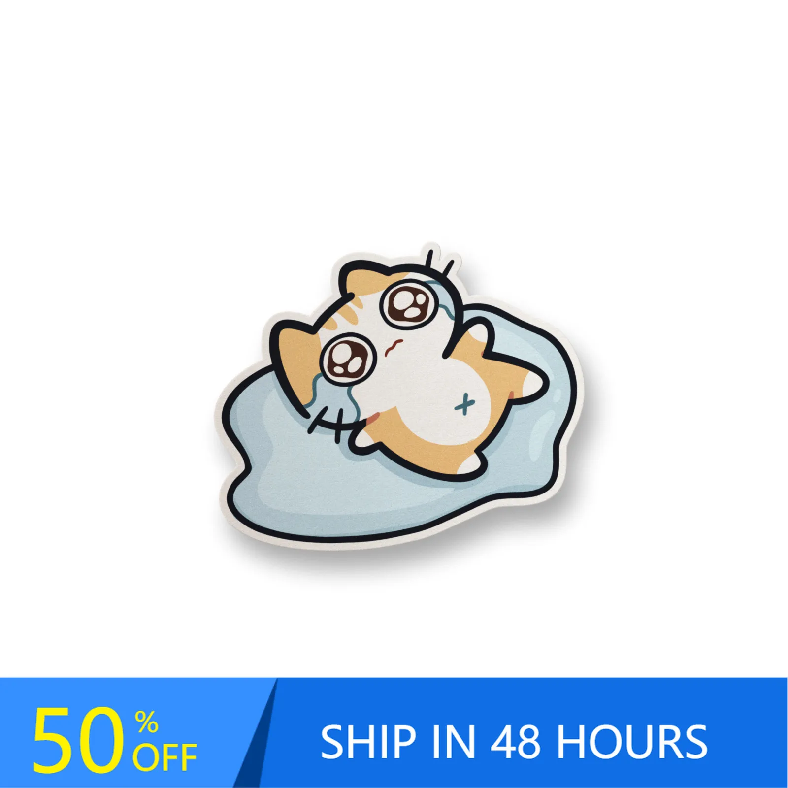Crying Cat Meme Water Cute Camper Van Bumper Boat Window Waterproof Vinyl Decal Gift Trendy Cool Vintage Aesthetic