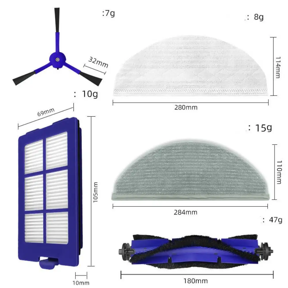 Brosse latérale principale pour aspirateur robot hybride Wald Robofy X8, filtre Hepa, vadrouille, gril, chiffon, accessoires, pièces de rechange