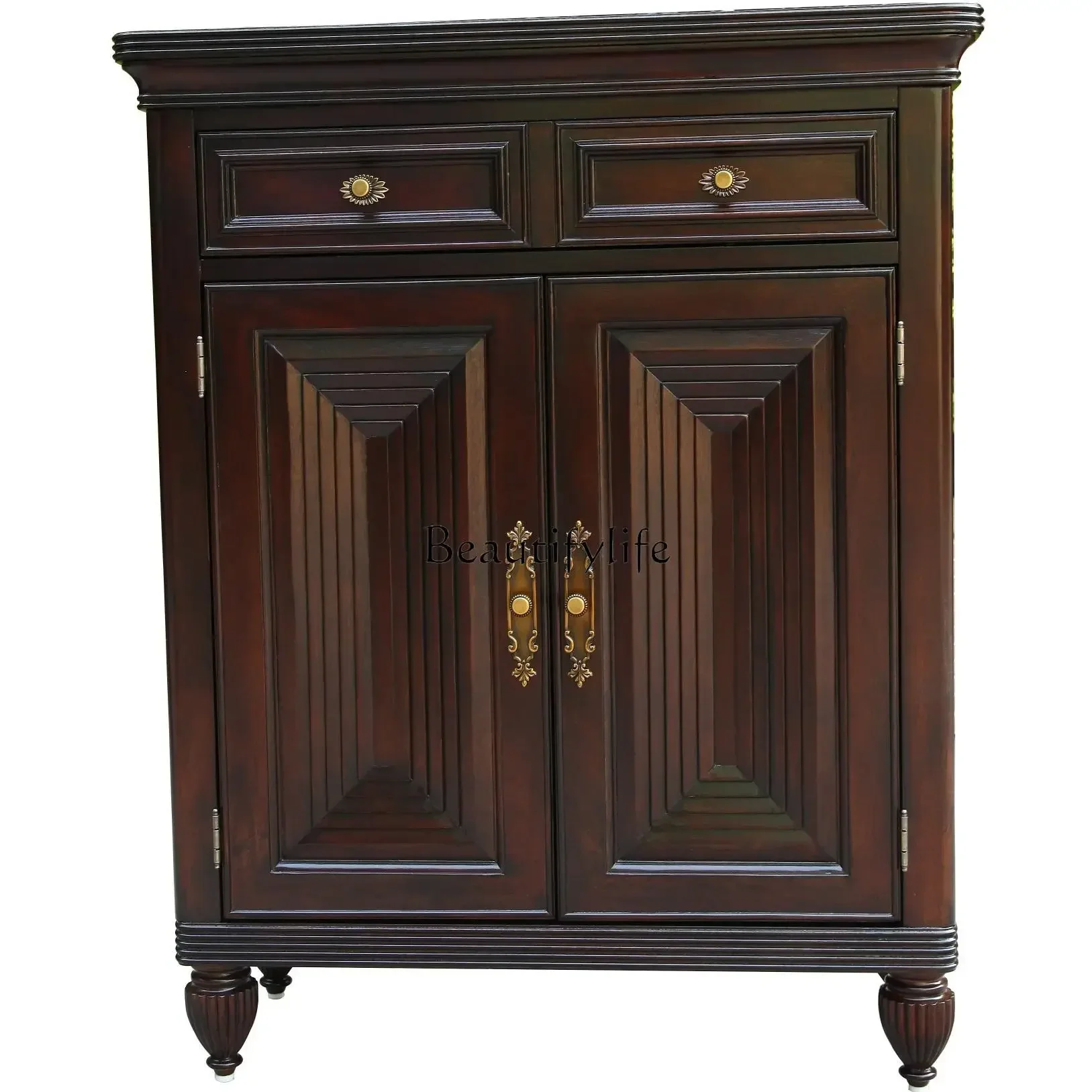 

02 Pure American Style Shoe Cabinet Material Indonesian Mahogany Core Aksu Eco-Friendly Lacquer