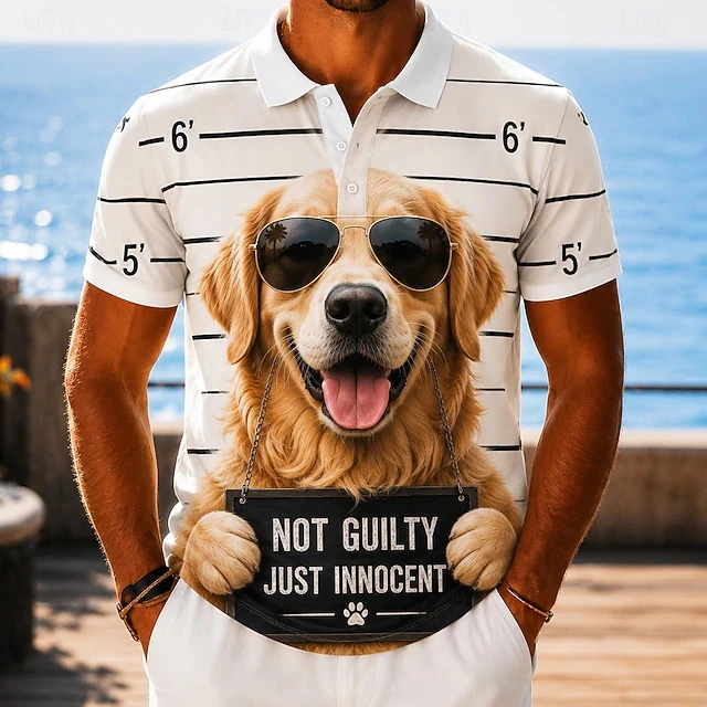 Pet‑Lover Focused Realistic Funny Animal 3D Print Mens Polo Shirt Lapel Short Sleeve Casual Daily Relaxed Statement Male Tops