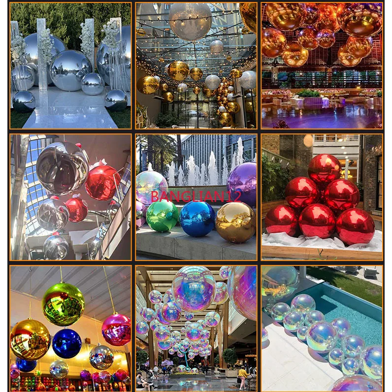 

Inflatable Mirror Ball Silver Reflective Ball Inflatable Activity，1 pcs