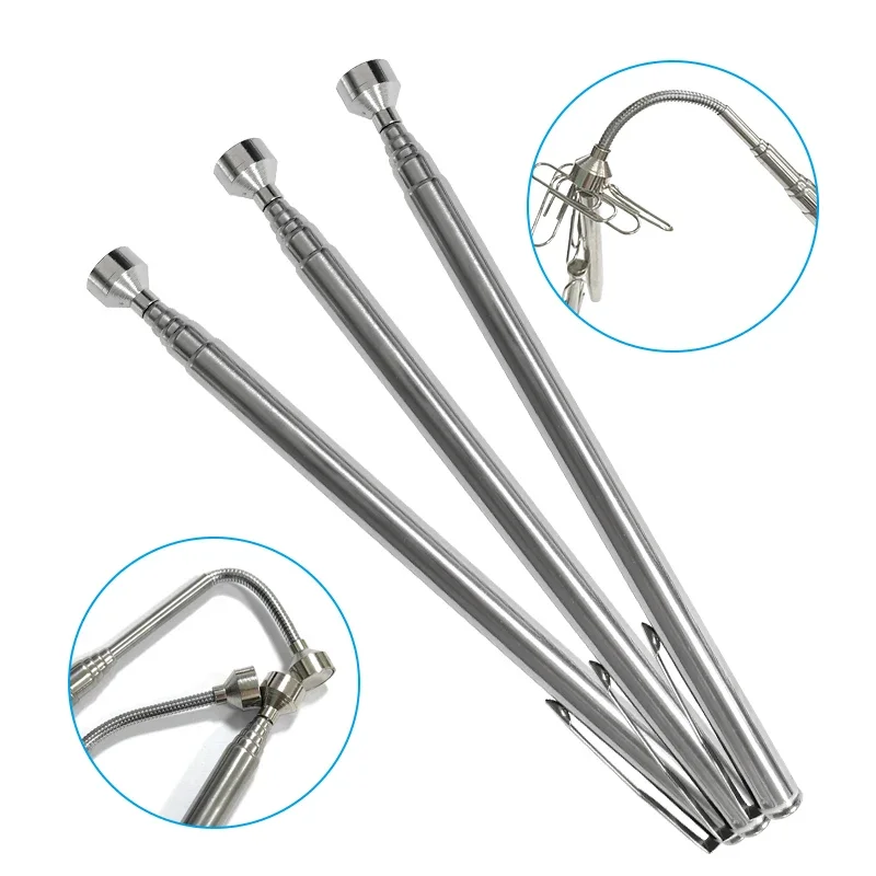 

Portable Rotatable Silver Magnetic Pickup with Retractable Pen Clip Magnet Suction Rod Hand Tool Gears Tandwielen metaal