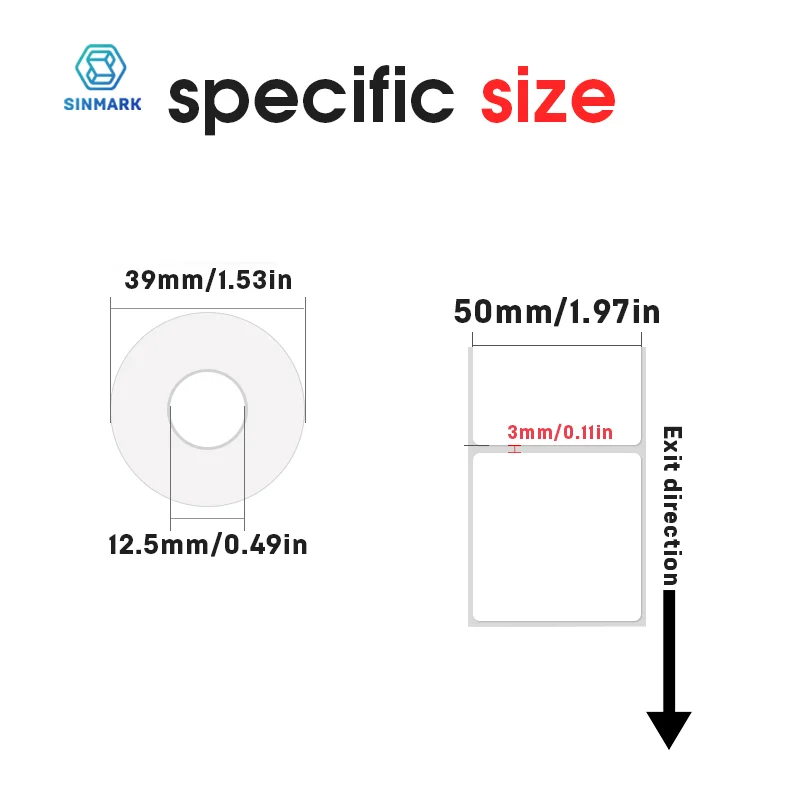 50mm Width Thermal Label Sticker White Self-Adhesive Label Paper Clothing Commodity Price Tag Suit for Phomemo SINMARK Printer