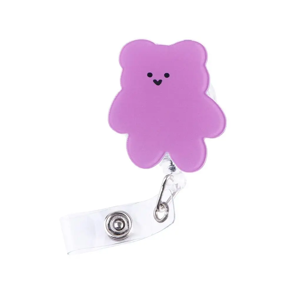 Korea Bears Candy Color Acrylic Nurse Doctor Reel Clip ID Card Clips Badge Holder Name Card Holder Retractable Badge Reel