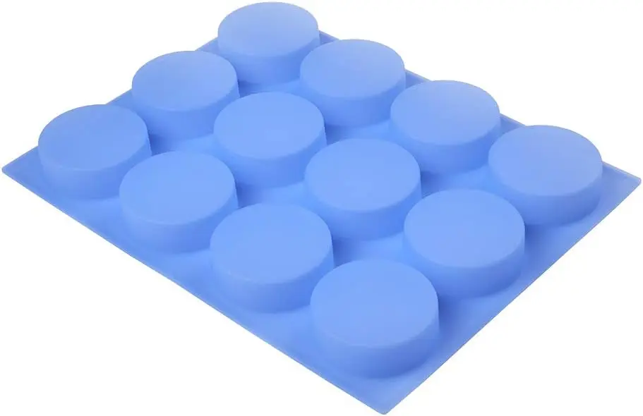 

12 Cavity Round Silicone Soap Mold, 4oz Each, Non-Stick Easy Release for DIY Soap, Bath Bombs & Crafts