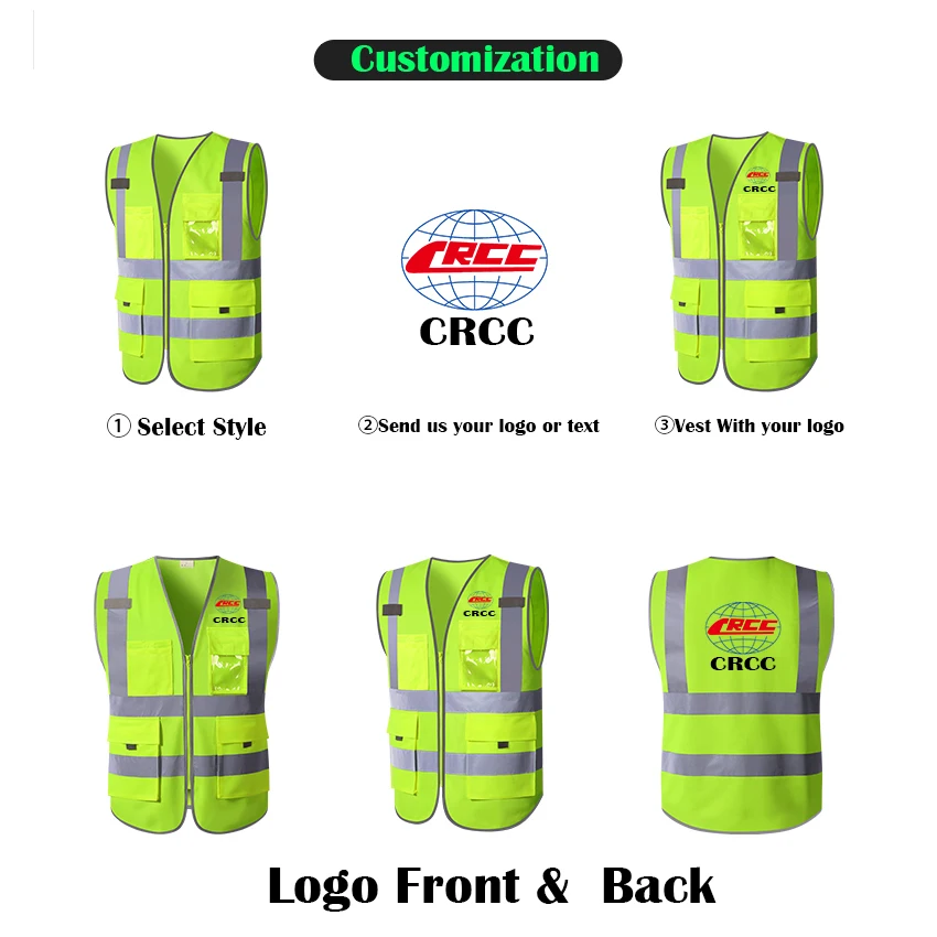 Safety Vest With Logo Customized Reflective Vest With Company Logo Printing High Visibility Work Vest For Men and Women