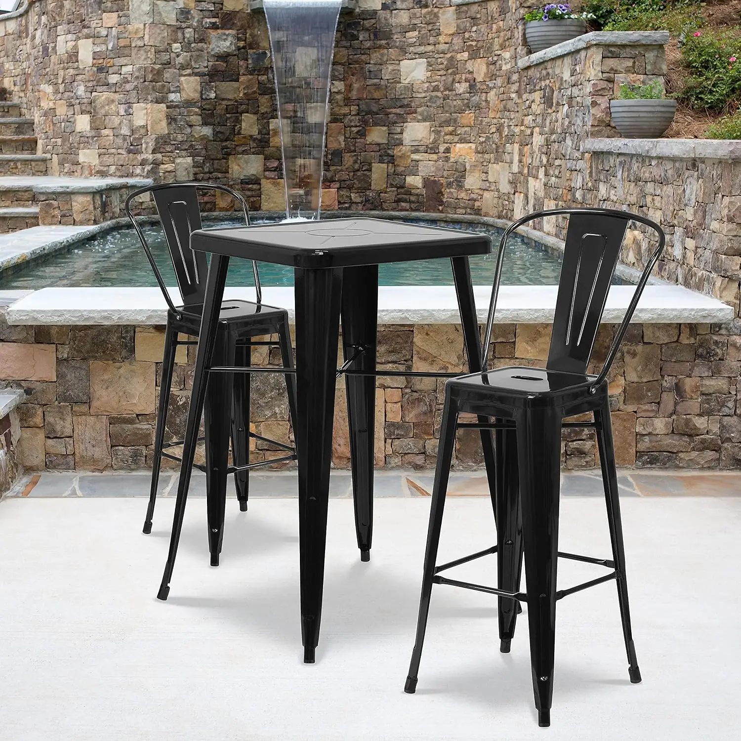 30 in Metal Barstool Indoor Outdoor Black 4-Pack, Customized