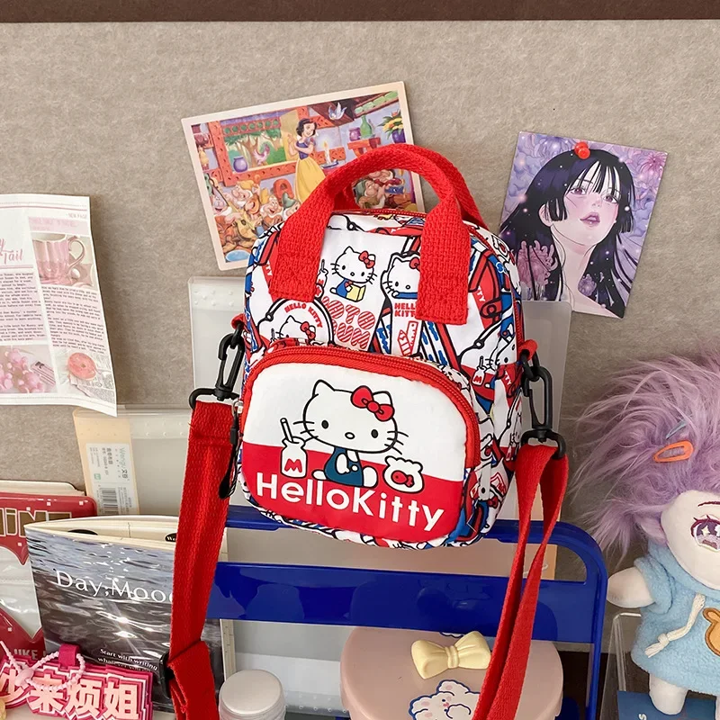 حقيبة ظهر للأطفال من Hello Kittys حقيبة كتف كرتونية لطيفة جديدة حقيبة يد بسيطة للترفيه حقيبة كروس على شكل شخصية أنيمي حلوة