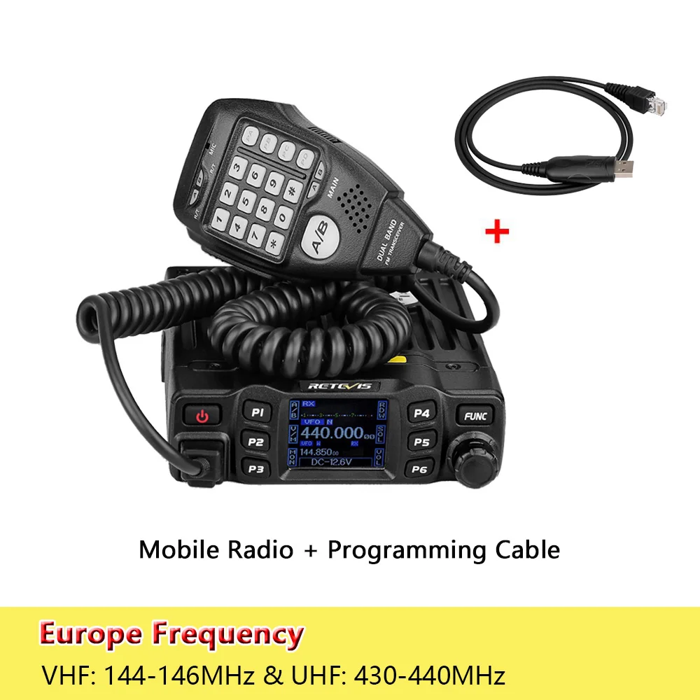 Retevis RT95 Mobiele Ham Radio Tweeweg Autoradio VHF UHF Dual Band Mobiel Radiostation Transceiver Basisstation voor Camping