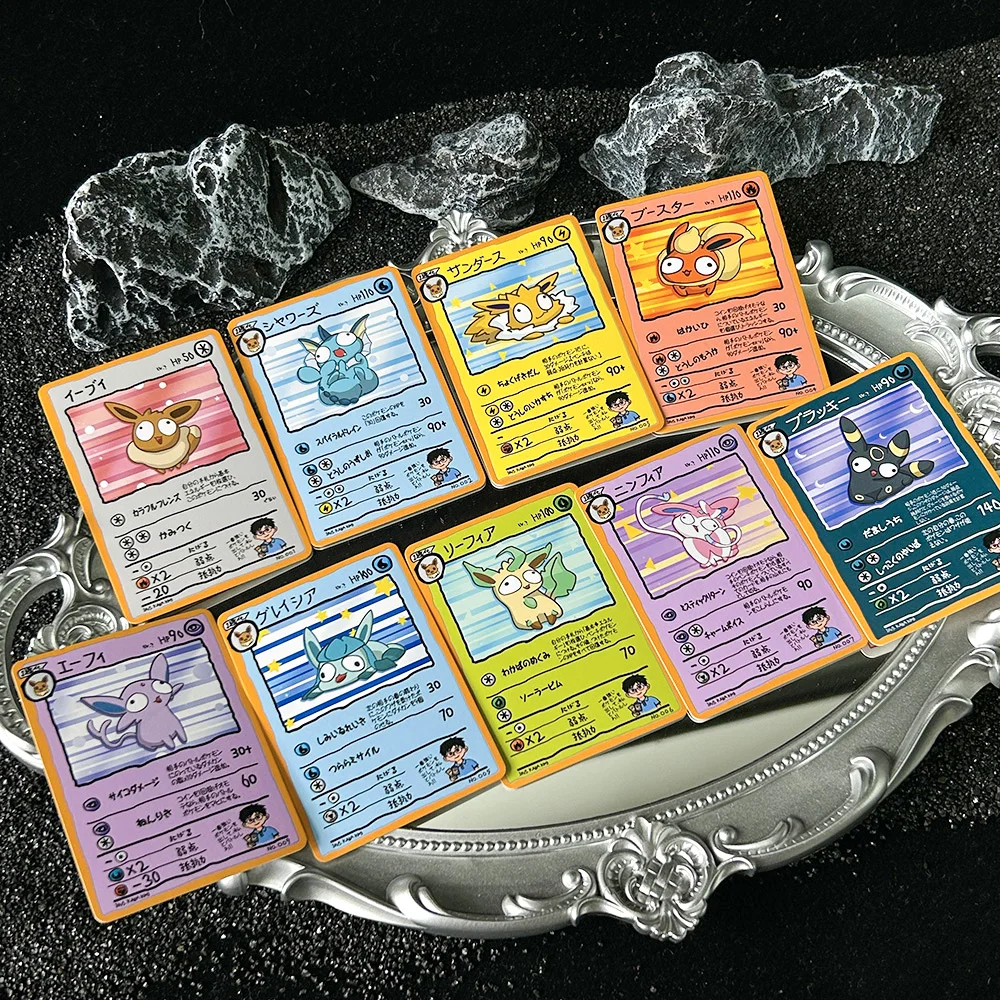 

Anime PTCG Card Ugly-cute Style Eeveelution Card Eevee Vaporeon Jolteon Flareon Glaceon Umbreon Anime Card Birthday Gift Toy