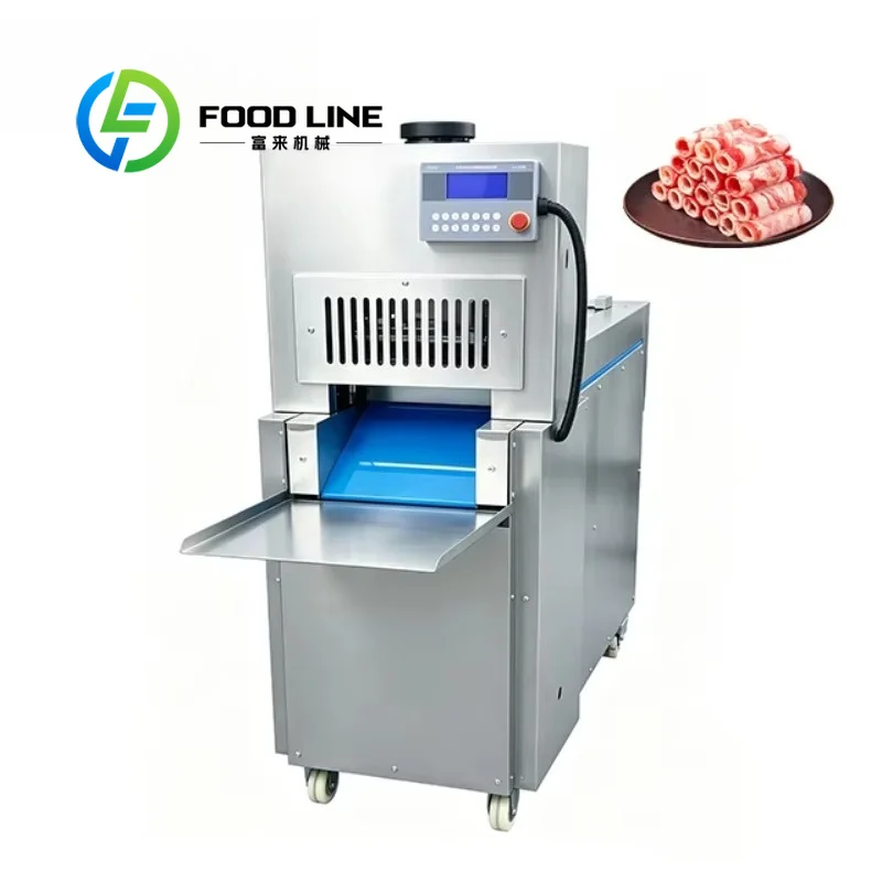Frozen Meat Slicer Machine With Casters Worm Gear Drive Quiet Operation System Salumi Deli Counter Slicing After Sale Support