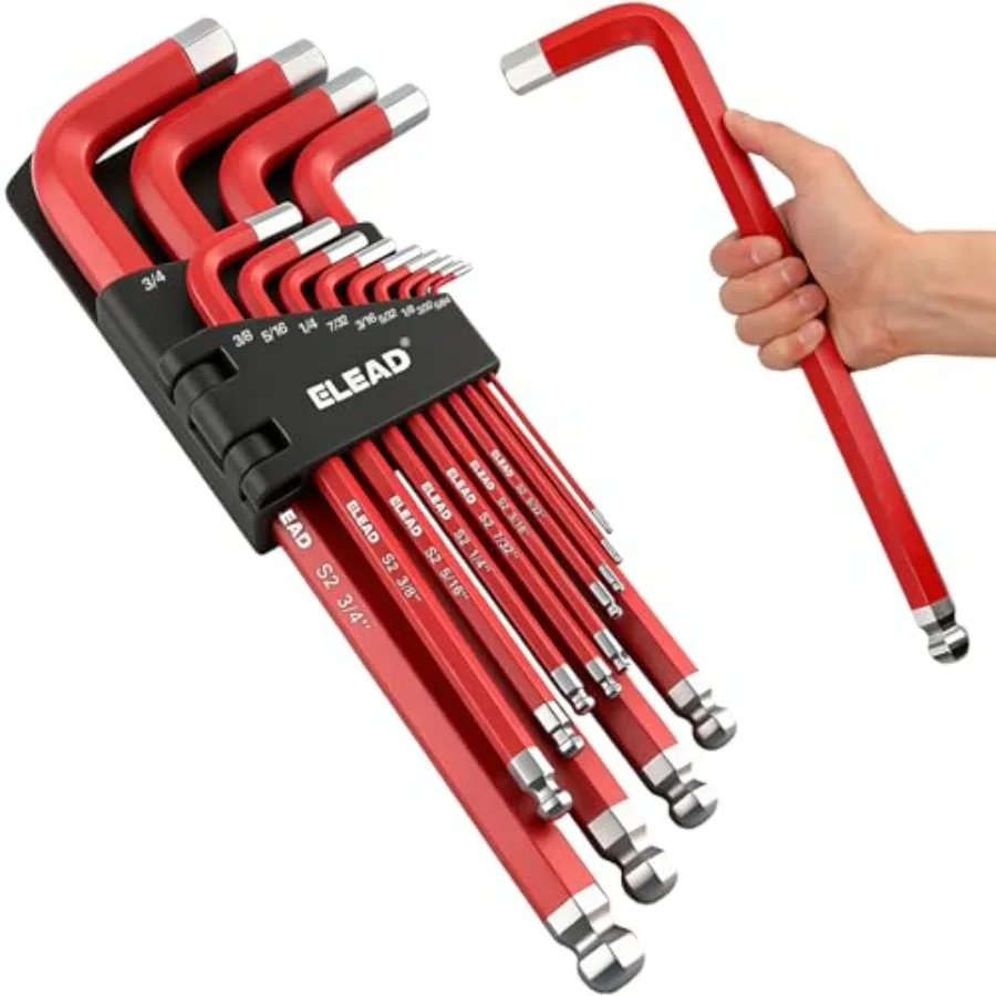 

Hex Key Allen Wrench Set 13-Piece 5/64"-3/4" Long Ball End Durable S2 4" - 13.5" Long Automotive Mechanic Furniture Professiona