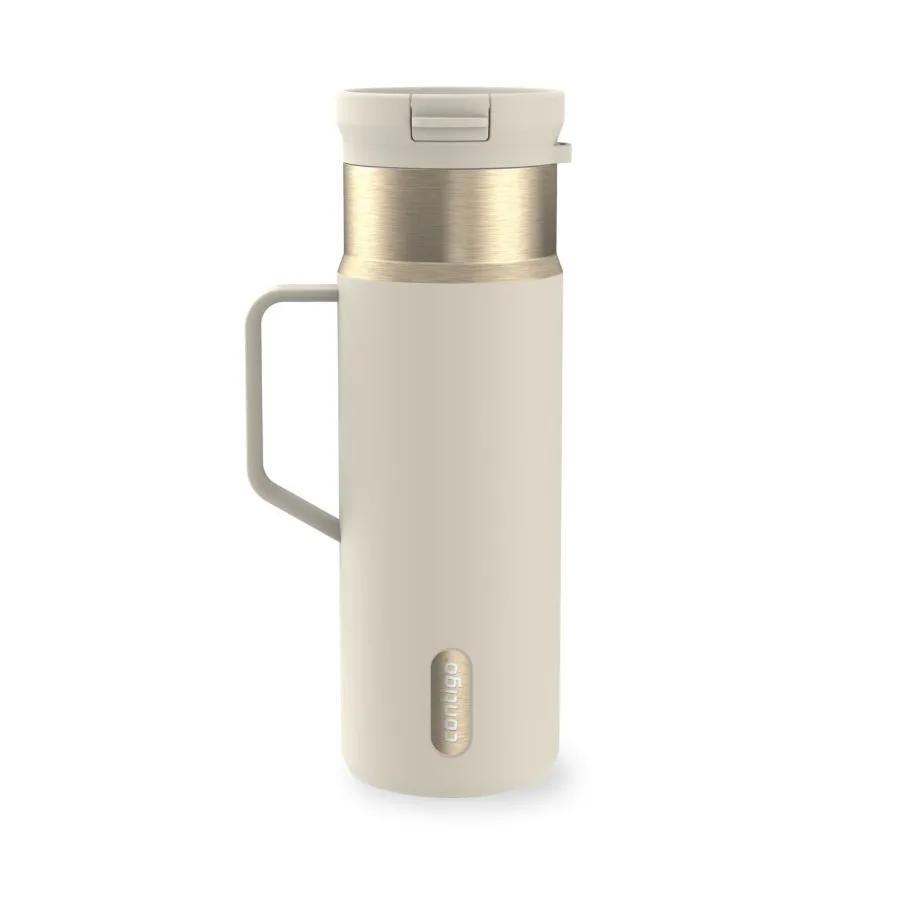 

20 oz Stainless Steel Travel Mug Tumbler Leak-Proof Insulated Coffee Mug Keeps Drinks Hot Side Handle Cream Champagne