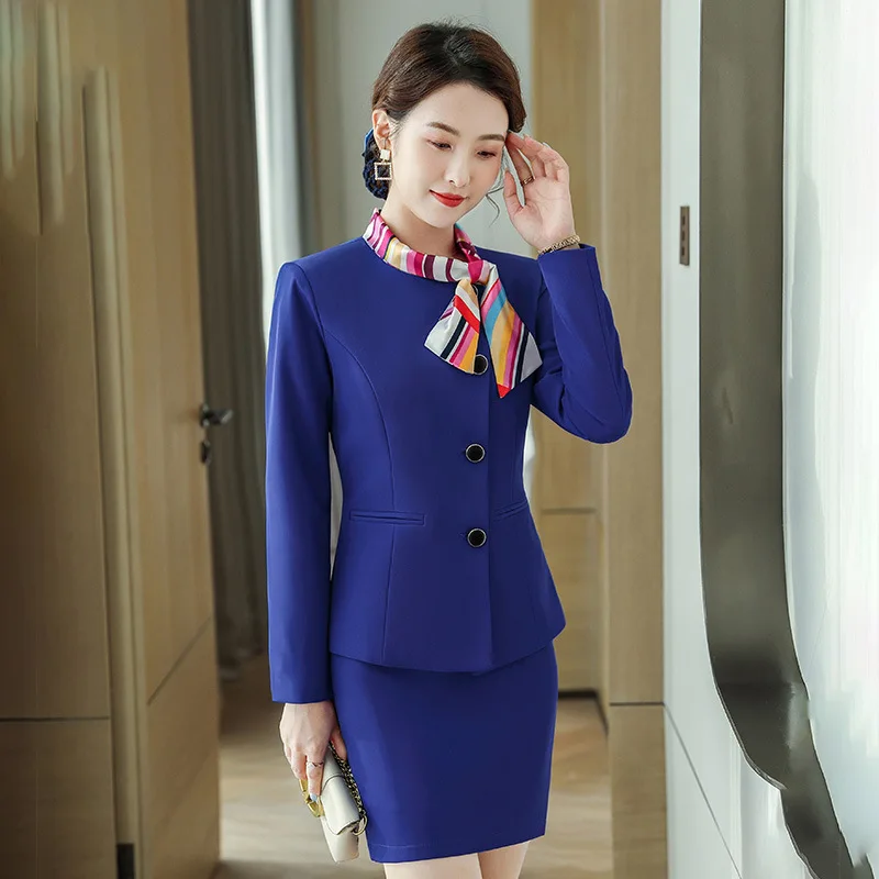 Airline Hotel Front Desk Cashier Suit Female Flight Attendant Uniform Aviation Corporation Stewardess Catering Work Clothes