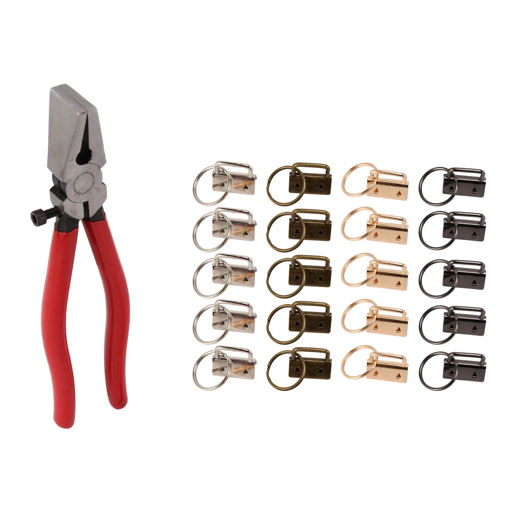 

25mm Key Fob Hardware with 1Pcs Key Fob Pliers,Glass Running Pliers Tools with Jaws,for Key Fob 4Hardware