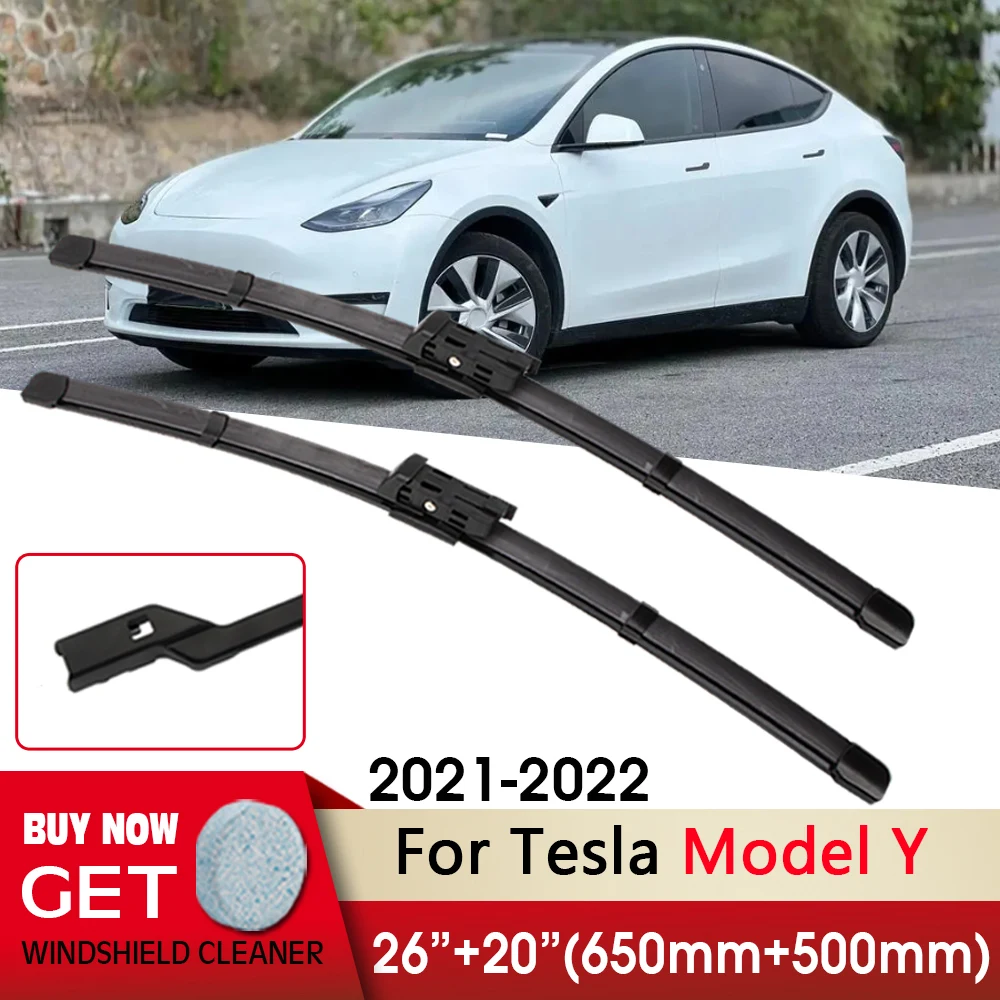 

Car Wipers Front Wiper Blade 26"+20" For Tesla Model Y 2021-2022 Fit Push Button Arm Front Windscreen Wipers Auto Accessories