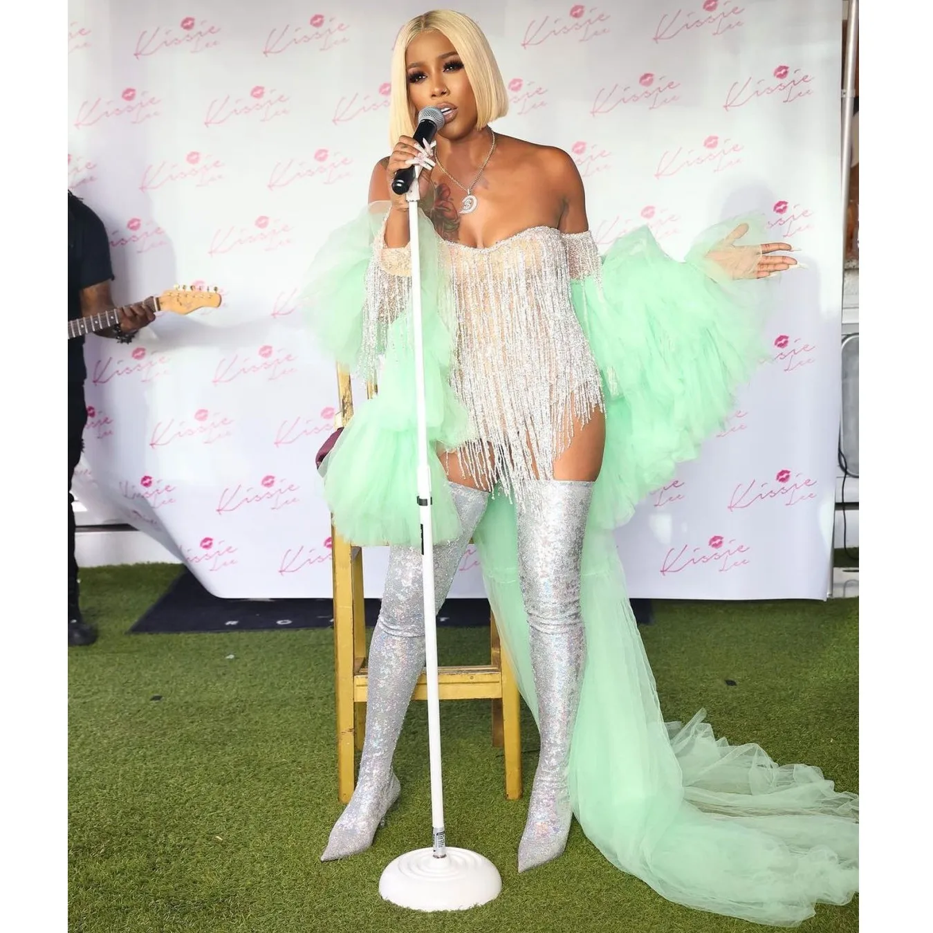 

Fashion Mint Green Illusion Long Tulle Jacket Women Outfit Puff Sleeves Tiered Tulle Custom Made Female Clothing Birthday