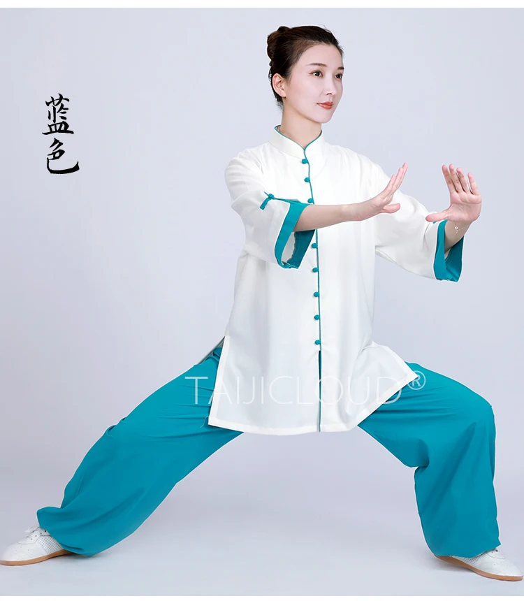 Tai Chi Practice Suit for Women, Cotton and Linen, High-End, Short Sleeves, Summer