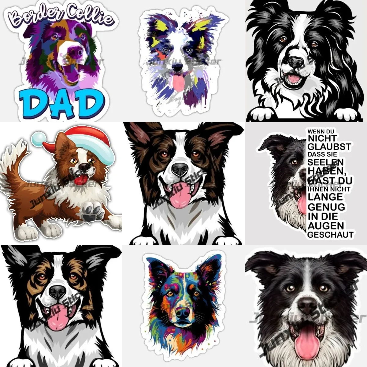 

Funny Border Collie Sticker Cartoon Small Cute Pet Dog Sticking Flowers Bumper Decals for car Laptop Trunk Bumper Accessories